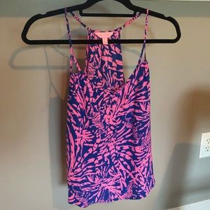 Like New Silk Lilly Pulitzer Tank Blue/Pink